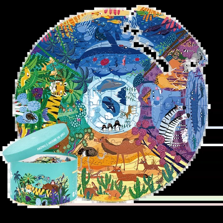 Animals Around the World Round Puzzle – 150 Piece educational product